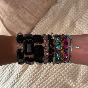 Bracelets multi many bundle, lot set colorful unique beaded jewelry